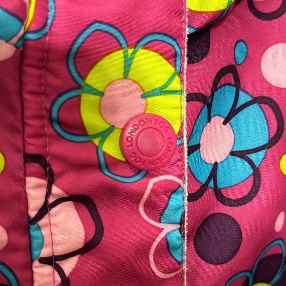 Size 5 Rain Coat Floral Polka Dot Hoodie Jacket Multicolor Pockets Full Zipper - Picture 4 of 13